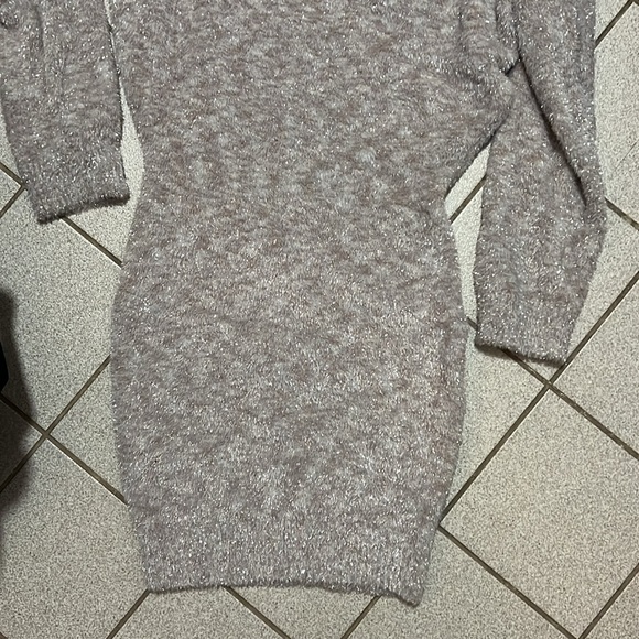 silver/ brown metallic turtle neck sweater dress never worn with tags - Picture 2 of 6